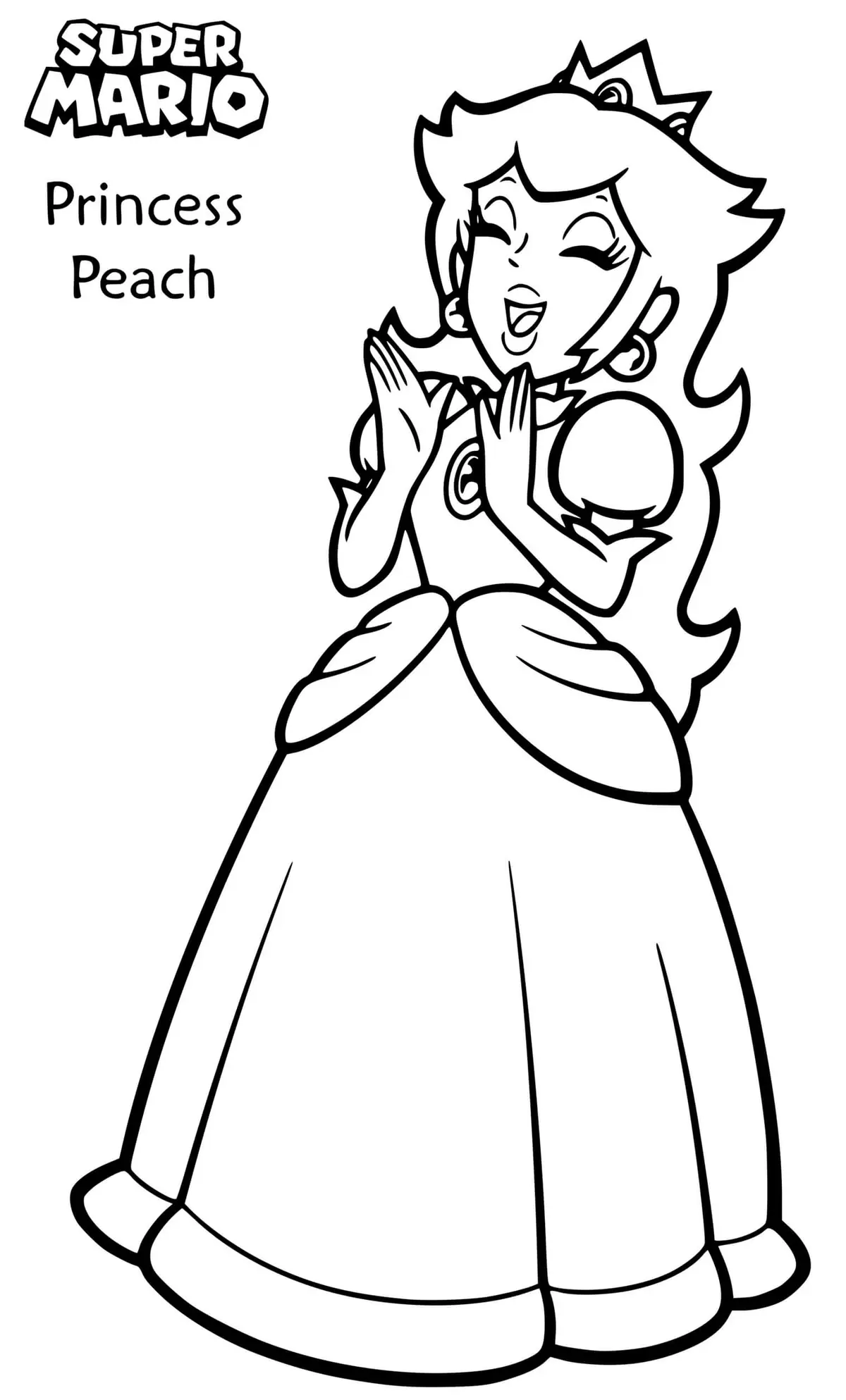 Disegno di Principessa Peach entusiasta batte le mani da stampare