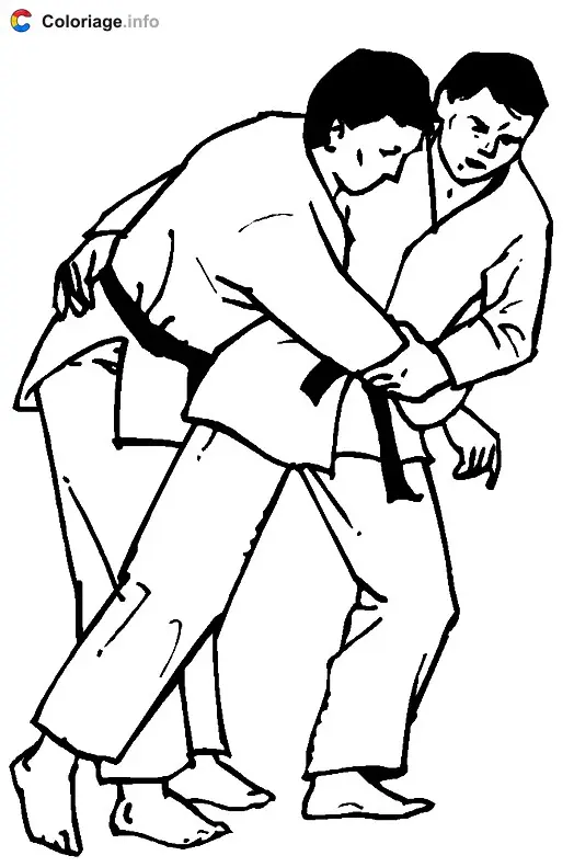 Coloriage Prise de judo - Judo à imprimer