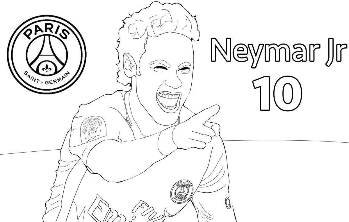 Kleurplaat Neymar Jr in actie voor PSG om te printen