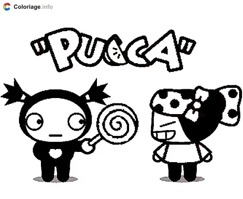 Coloriage Pucca et Garu - Pucca à imprimer