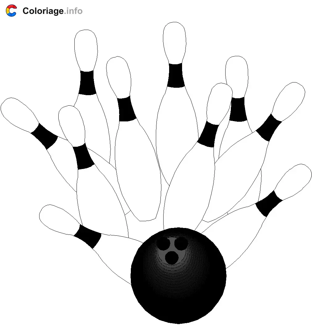 Coloriage Quilles et boule de bowling - Bowling à imprimer