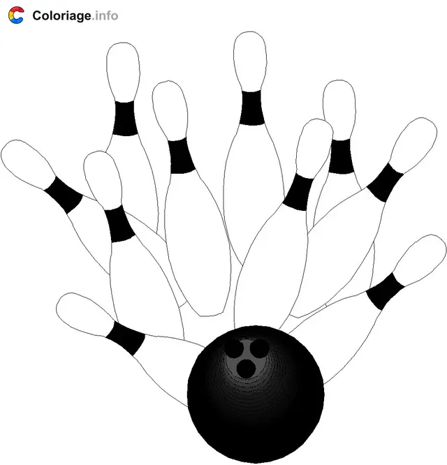 Desenho de Pinos e Bola de Boliche para colorir