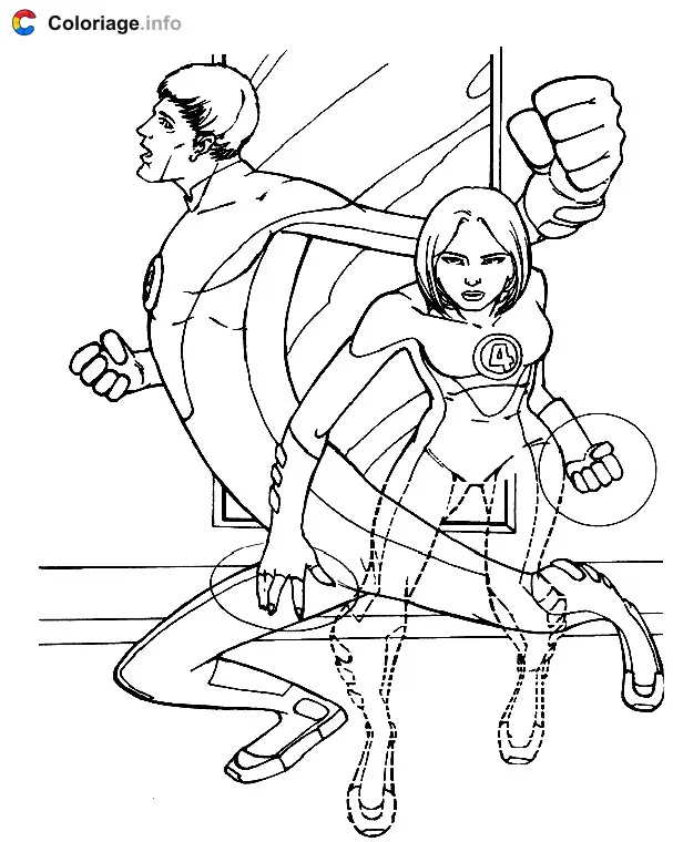 Coloriage Reed Richards et Jane Richards - Les 4 Fantastiques à imprimer