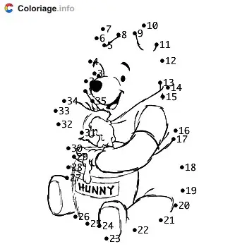 Connect the Dots: What Does Winnie Eat? coloring page to print