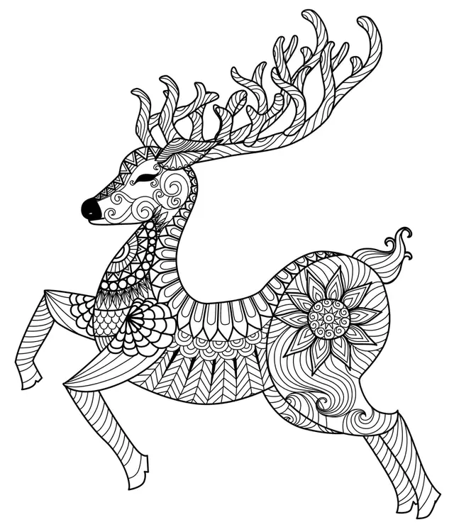 Coloriage Renne De Noël Adulte Mandala Difficile - Mandala de Noël à imprimer