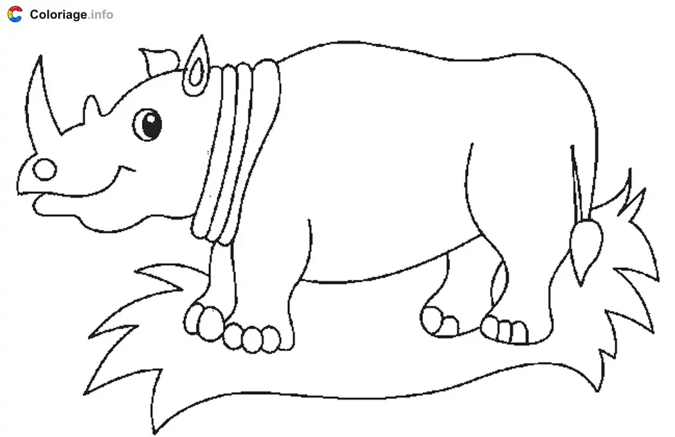 Coloriage Rhinocéros avec un drôle de cou - Rhinocéros à imprimer