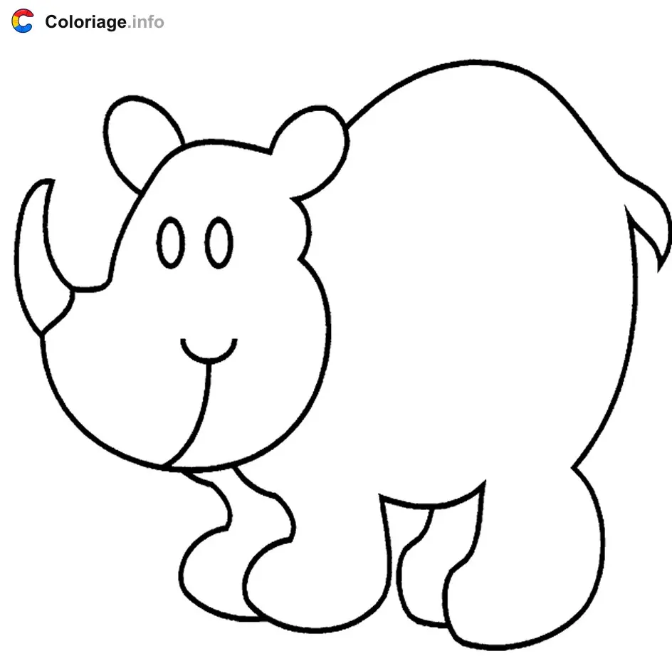 Coloriage Rhinocéros avec une corne - Rhinocéros à imprimer