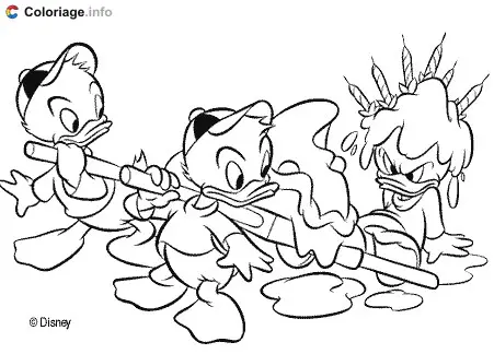 Huey, Dewey, and Louie Disney coloring page to print