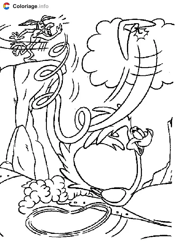 Coloriage Road Runner Coyote et la dynamite - Bip Bip et Coyote à imprimer