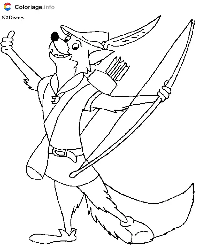 Coloriage Robin avec un arc - Robin des Bois à imprimer