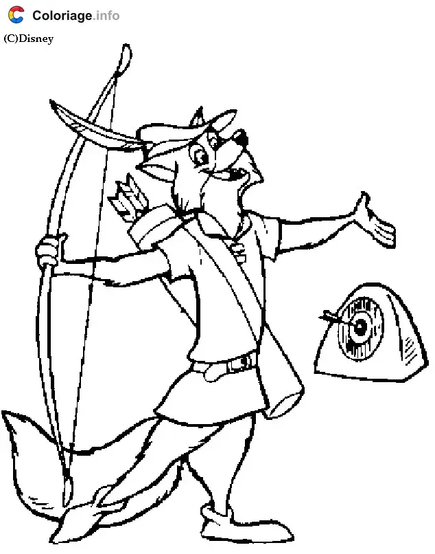 Coloriage Robin tire dans le mille - Robin des Bois à imprimer