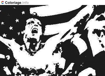 Coloriage Rocky avec le drapeau américain - Sylvester Stallone à imprimer