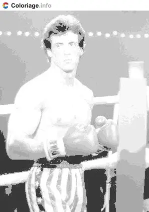 Coloriage Rocky sur le ring de boxe - Sylvester Stallone à imprimer