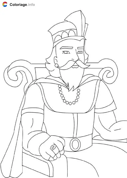 Coloriage Roi assis sur son trône - Médiéval à imprimer