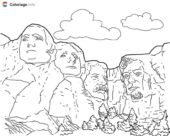 Coloriage Rushmore - Monuments à imprimer