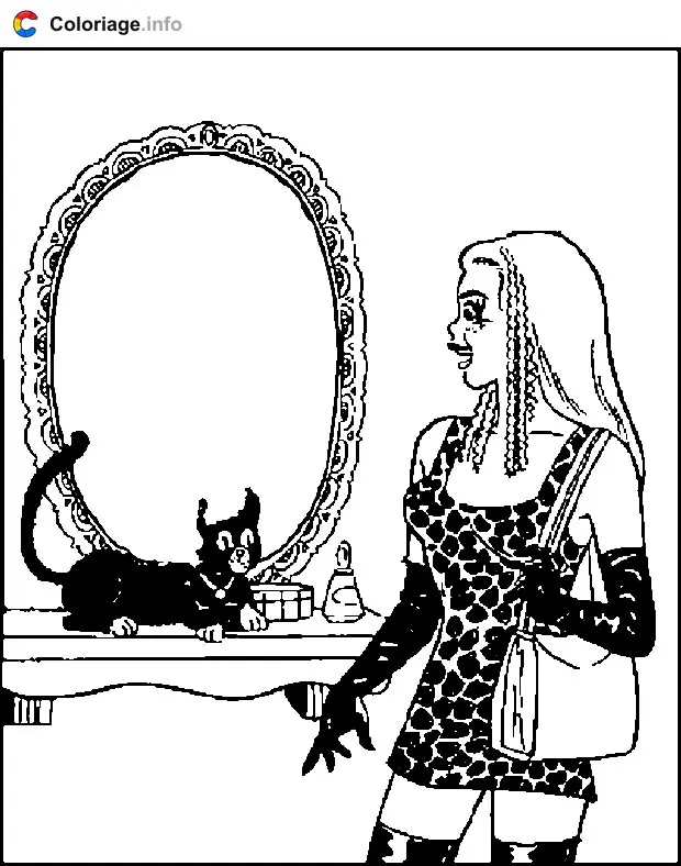 Coloriage Sabrina miroir - Sabrina, l'apprentie sorcière à imprimer