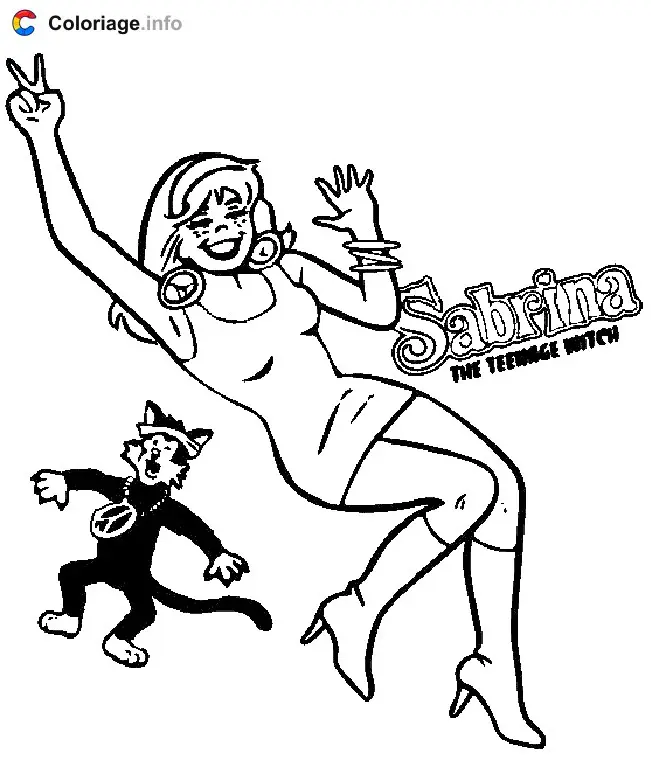 Coloriage Sabrina peace - Sabrina, l'apprentie sorcière à imprimer