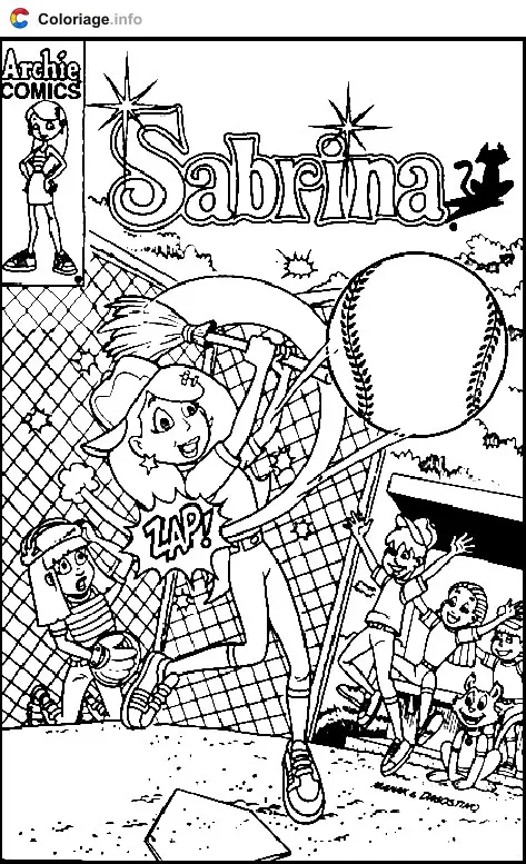 Coloriage Sabrina tennis - Sabrina, l'apprentie sorcière à imprimer