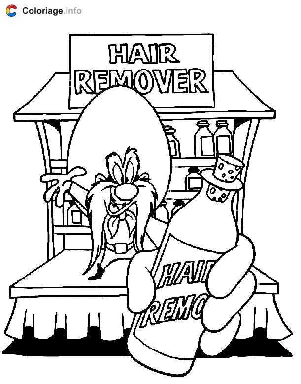 Coloriage Sam vend un produit miracle contre la chute des cheveux - Sam le Pirate à imprimer