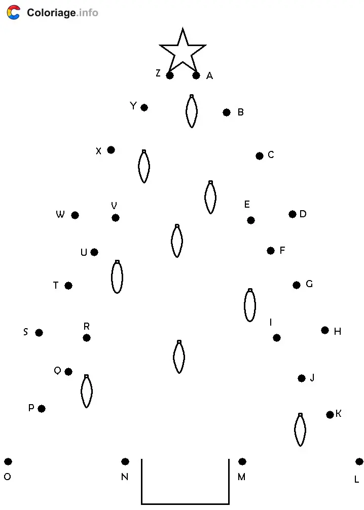 Coloriage Sapin de Noël - Points a relier à imprimer