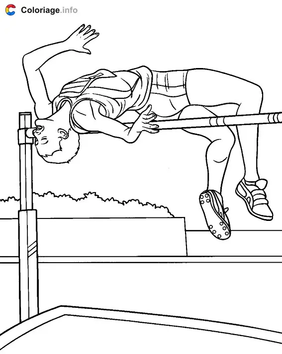 Coloriage Saut en hauteur avec la technique de Fosbury - Jeux Olympiques à imprimer
