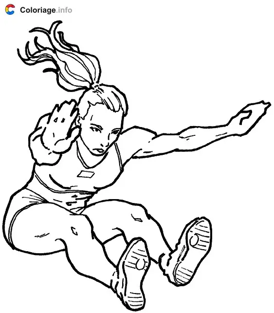 Coloriage Saut en longueur - Jeux Olympiques à imprimer