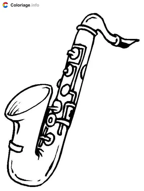 Coloriage Saxophone - Instruments de musique à imprimer