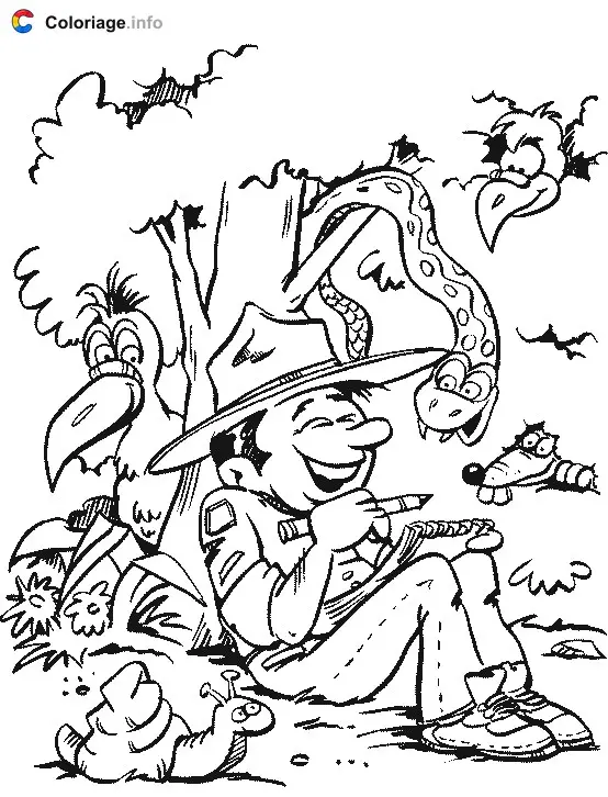 Coloriage Scout qui dessine la nature - Scout à imprimer
