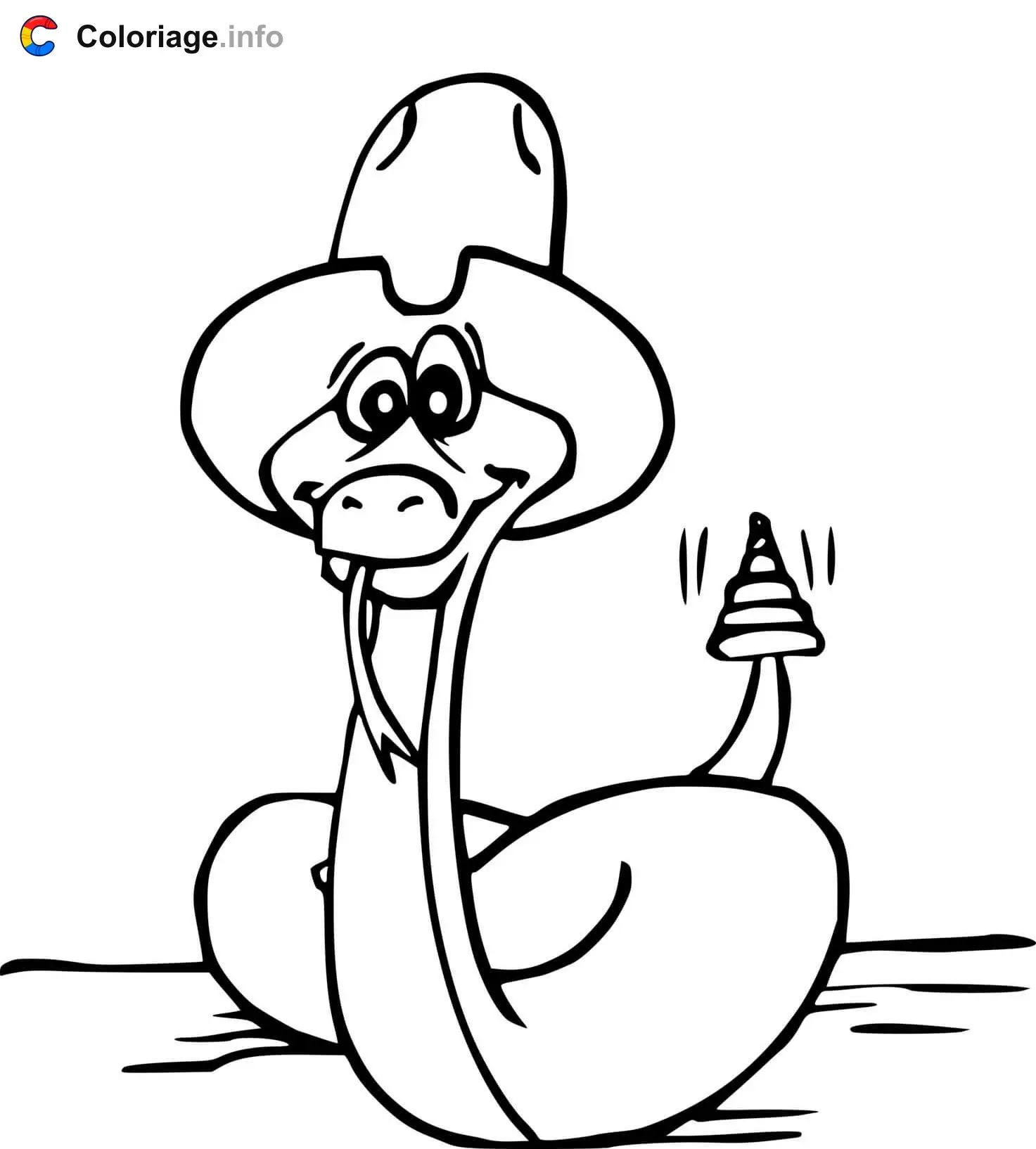 Snake with Hat coloring page to print