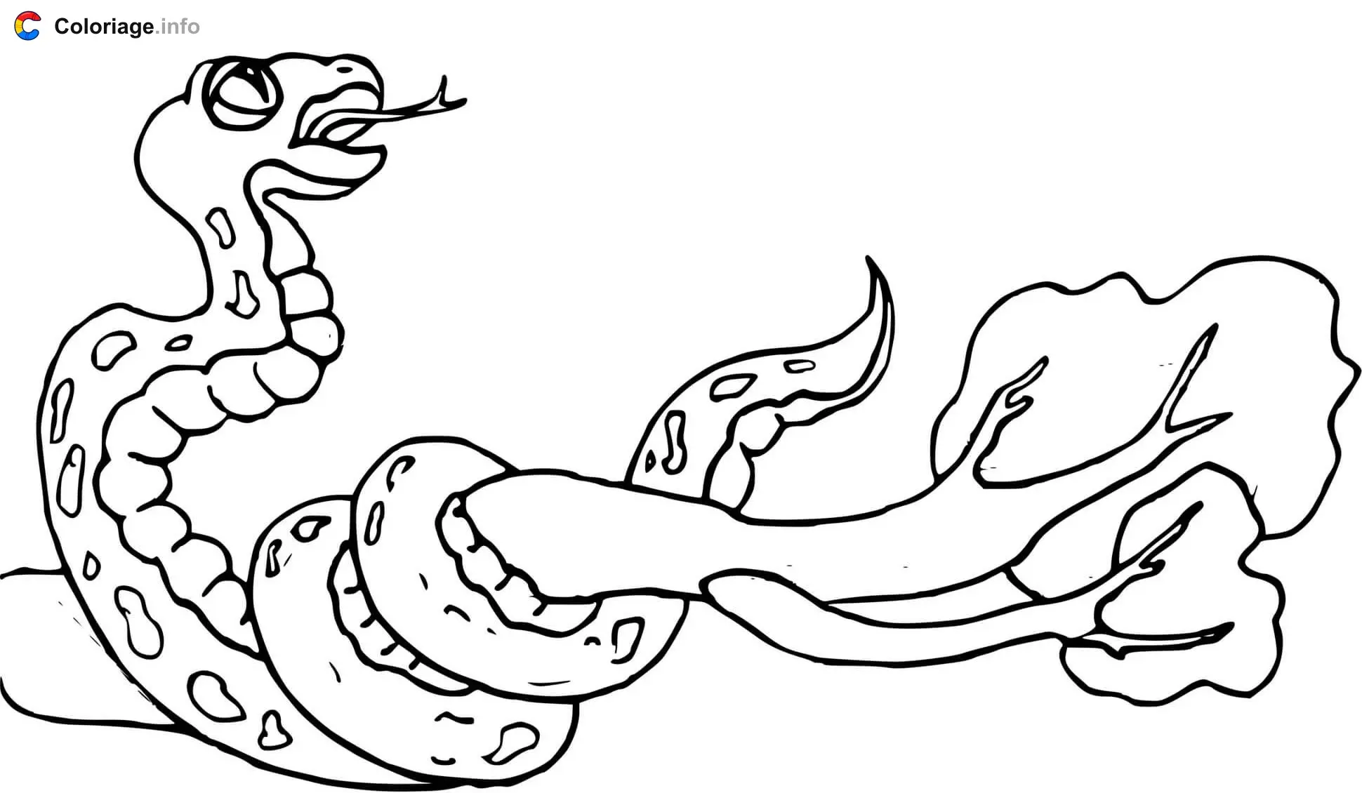 Snake Coiled Around a Branch coloring page to print