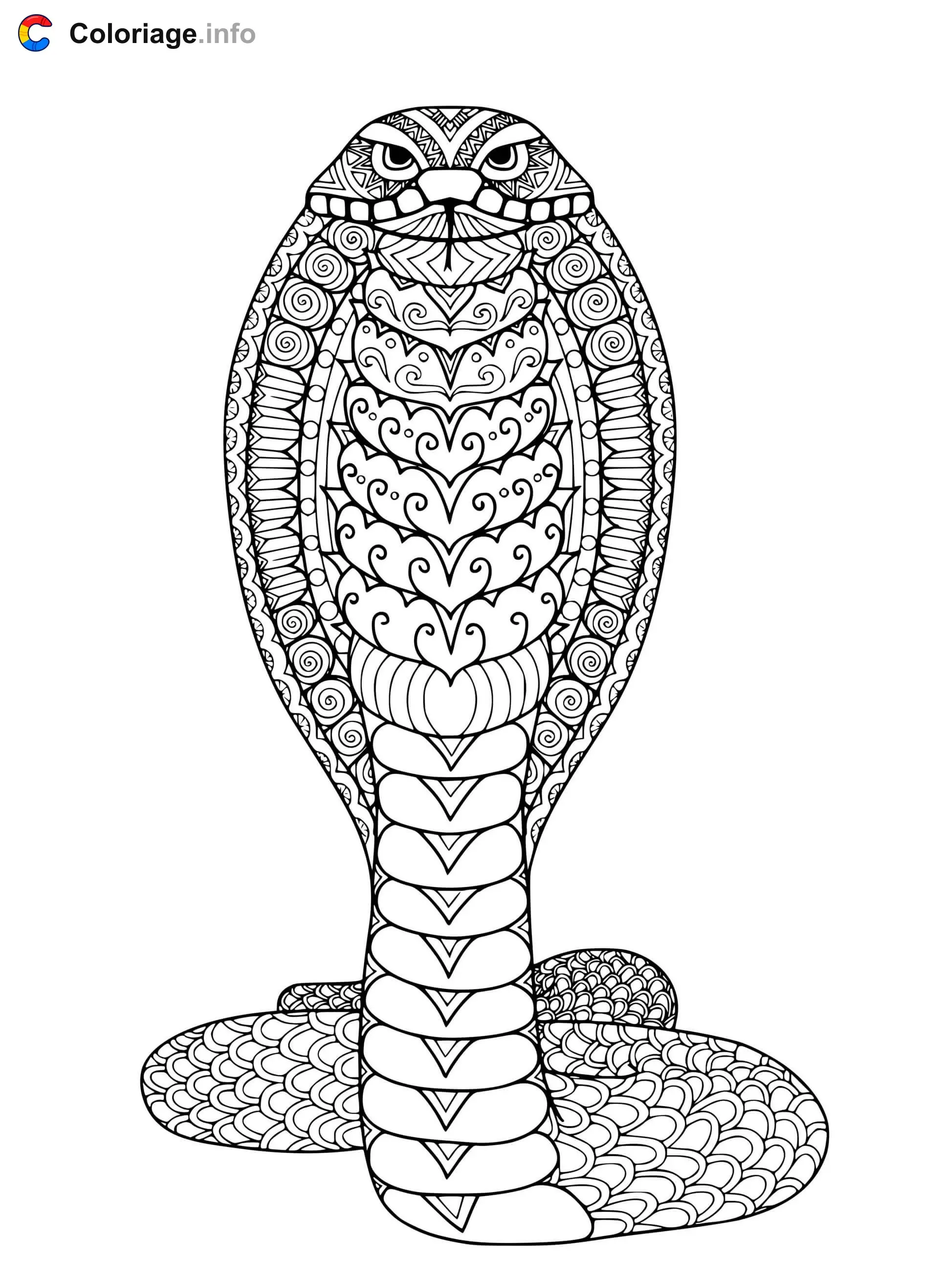 Adult Snake Mandala coloring page to print