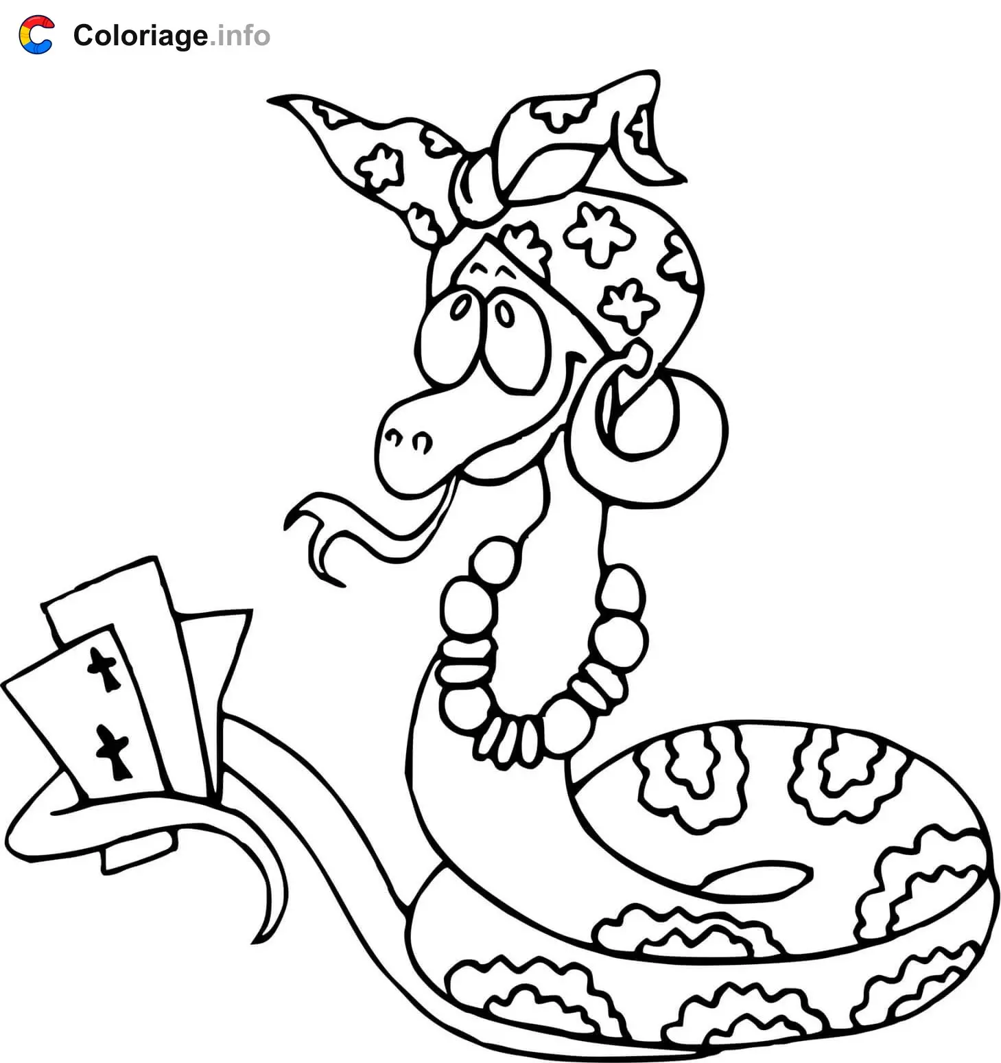 Snake Playing Cards coloring page to print
