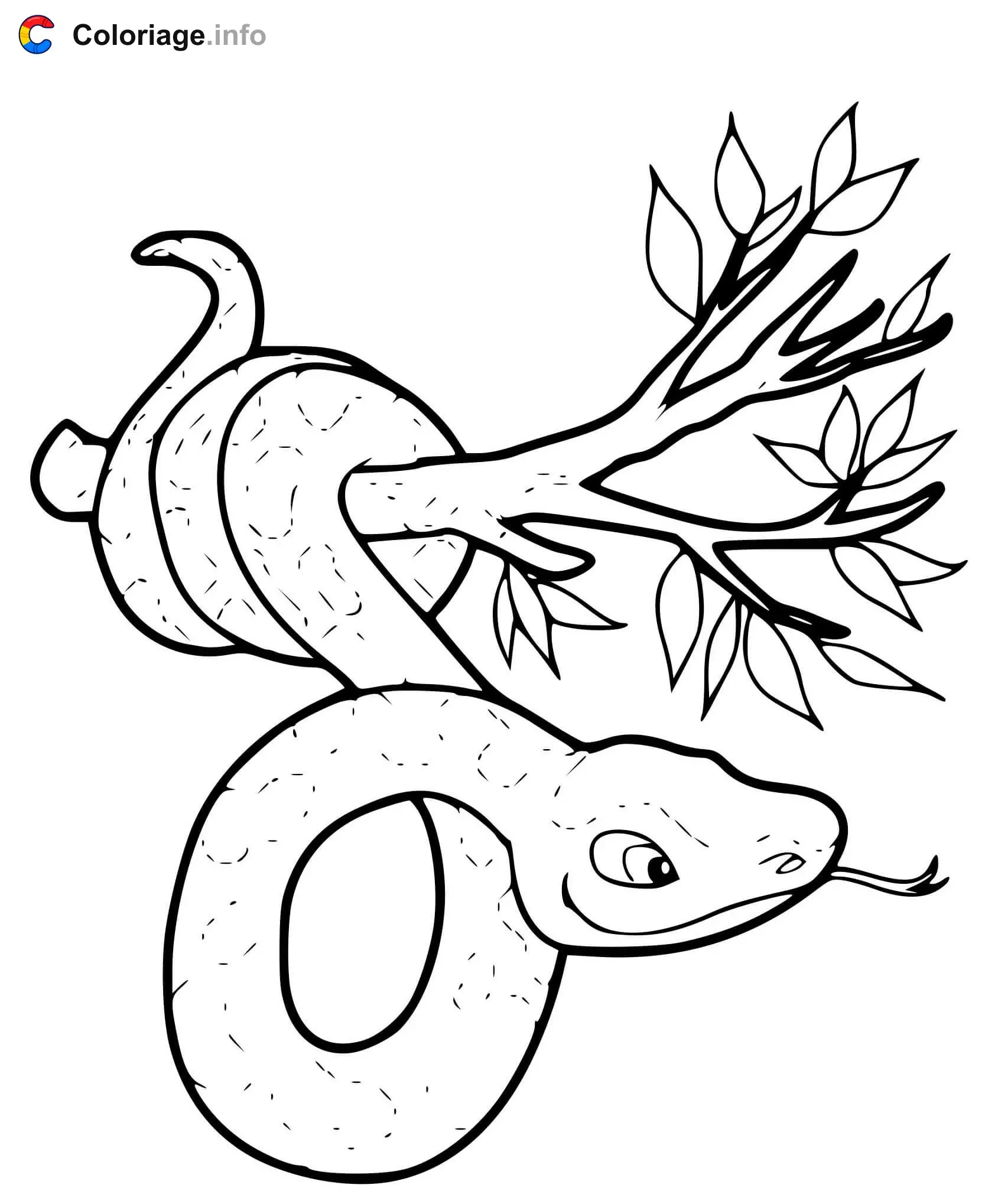 Snake in a Tree coloring page to print