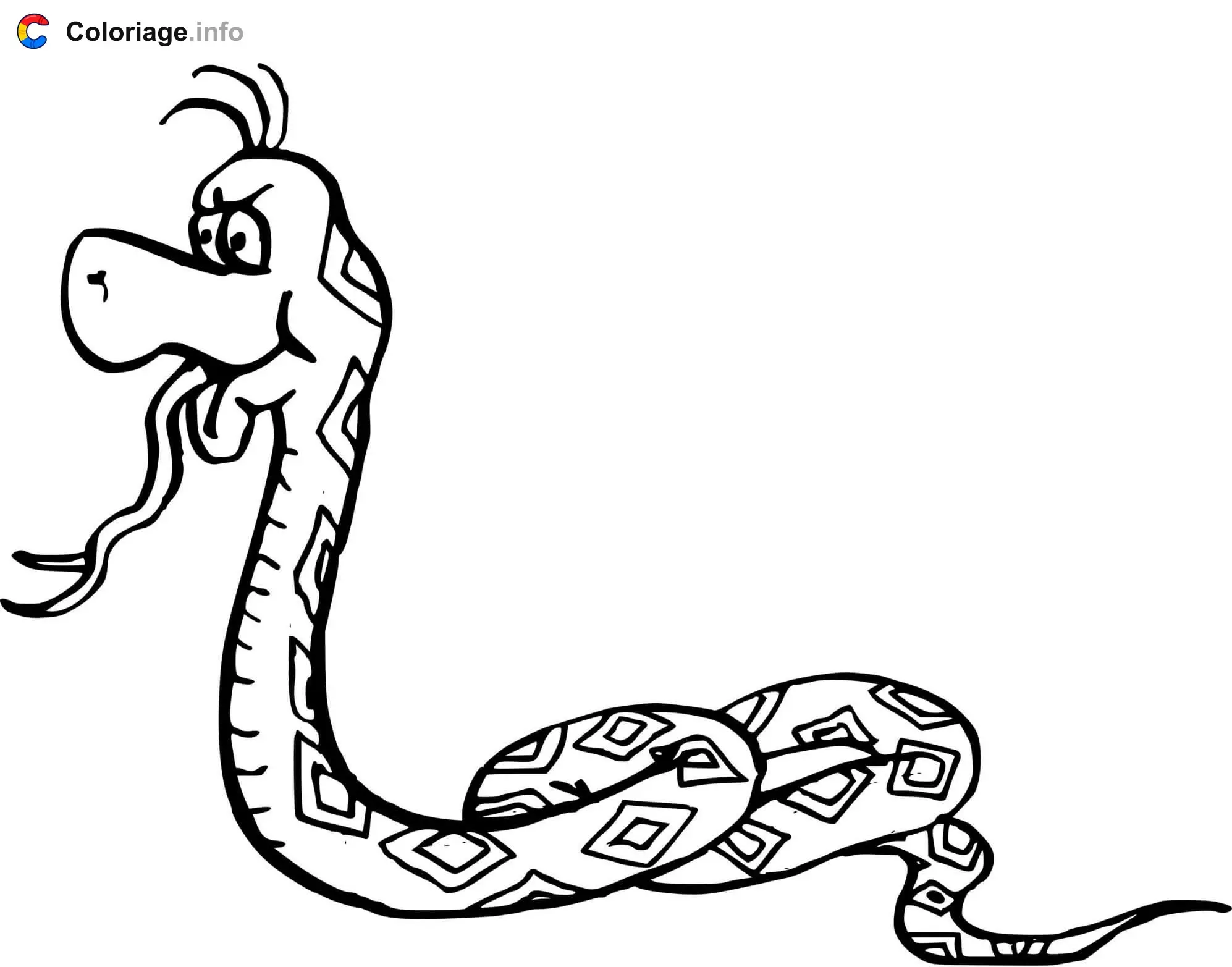 Snake Sticking Out Its Tongue coloring page to print