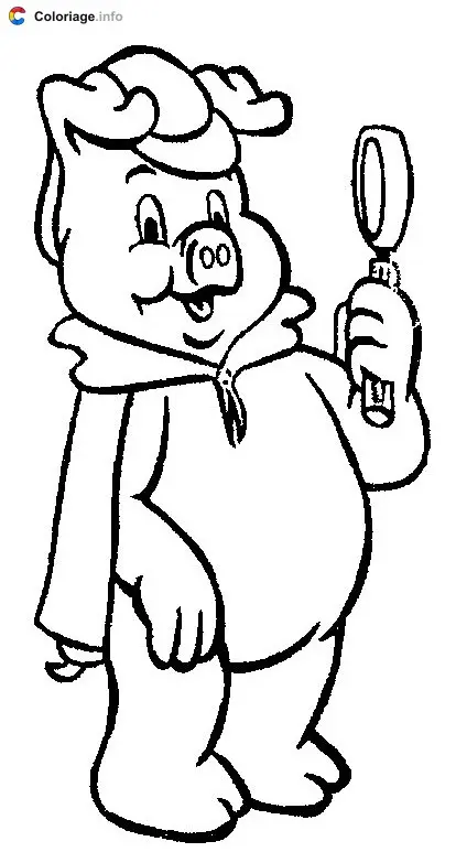 Coloriage Sherlock Holmes cochon - Cochons à imprimer