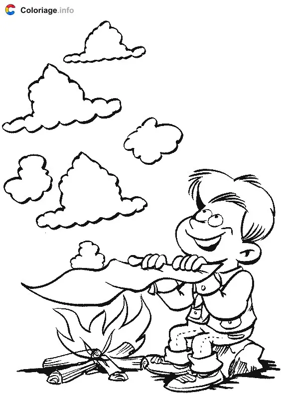 Coloriage Signaux de fumée dans le ciel - Scout à imprimer
