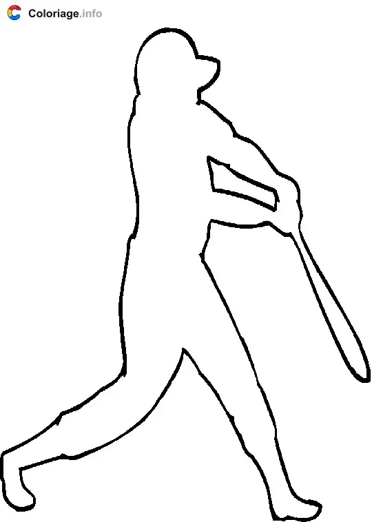 Coloriage Silhouette d'un joueur de baseball - Baseball à imprimer