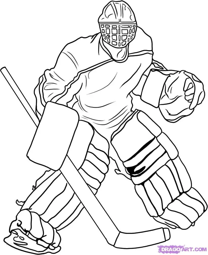 Coloriage Silhouette Hockey Goalie Gardier - Hockey à imprimer