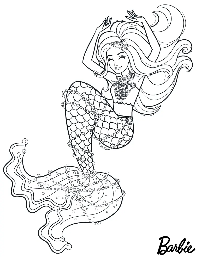 Mermaid Barbie with Ocean Jewels coloring page to print