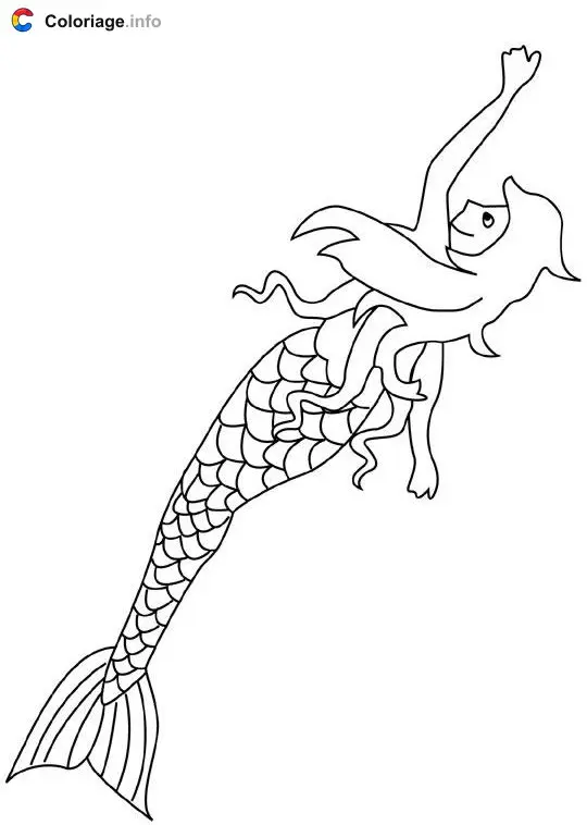 Coloriage Sirène dessin colorier - Mythologie à imprimer