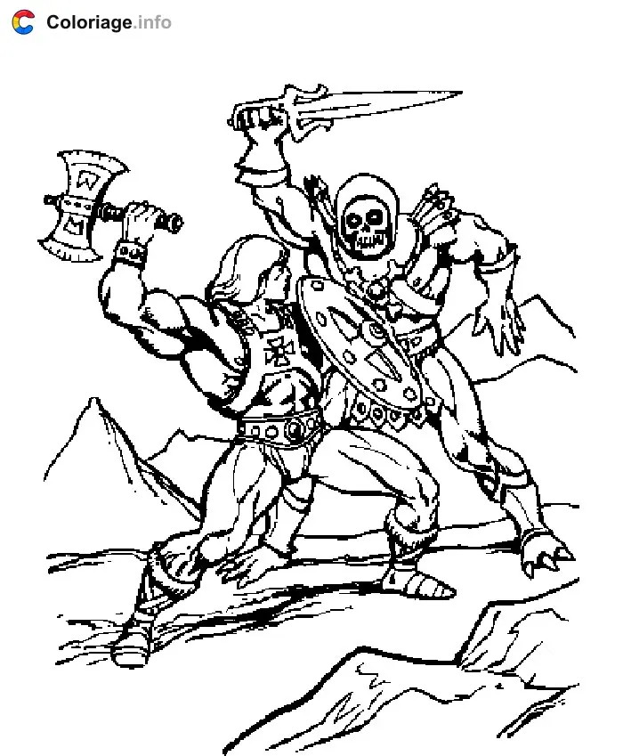 Coloriage Skeletor combat Skeletor - Musclor à imprimer