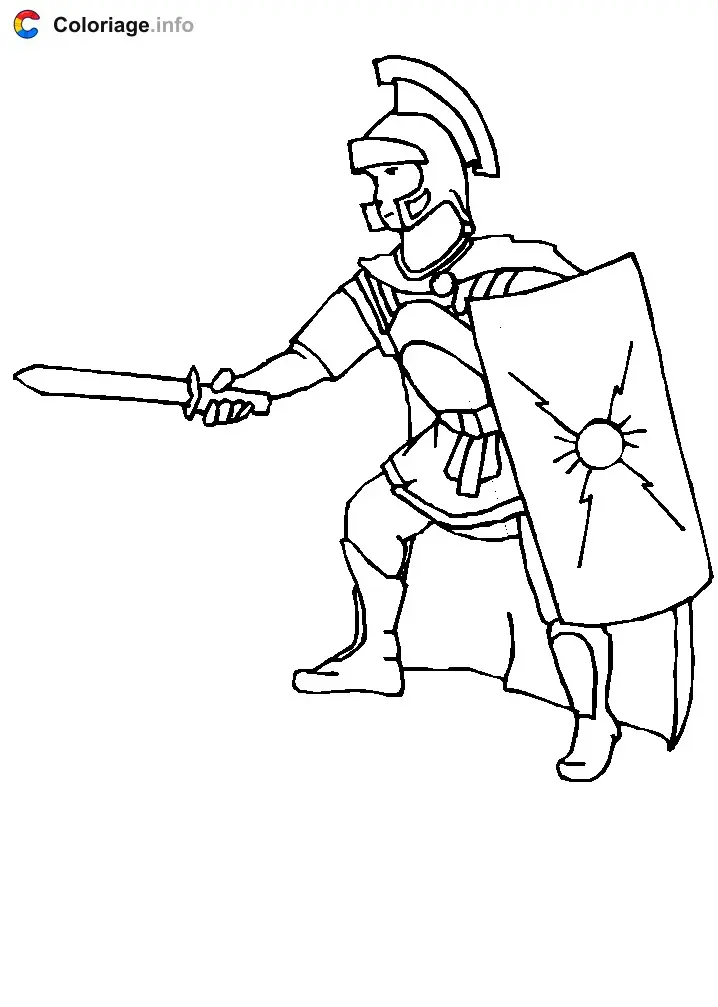 Coloriage Soldat romain centurion - Rome à imprimer