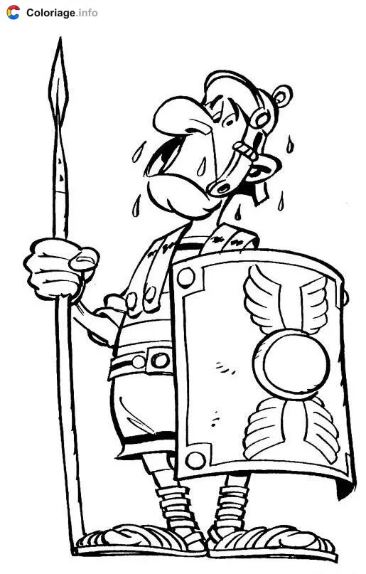 Coloriage Soldat romain fait la garde - Astérix à imprimer
