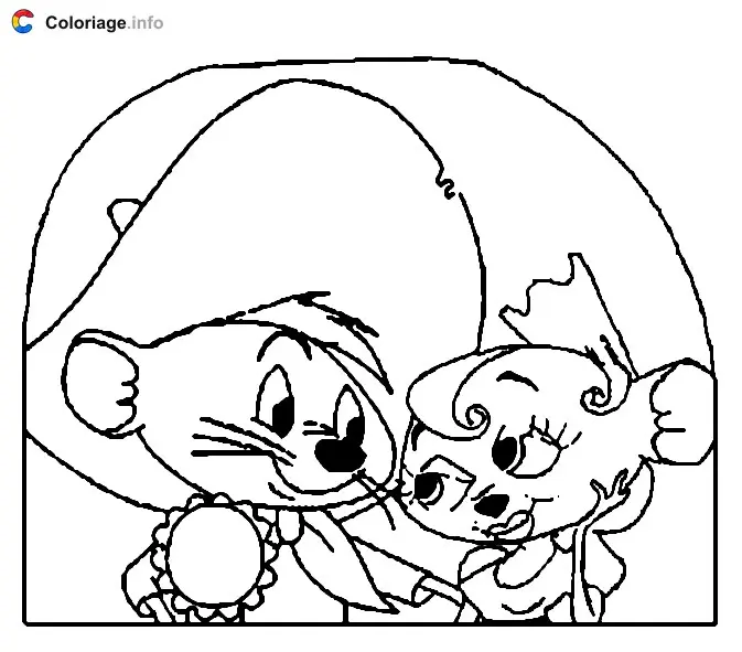 Coloriage Speedy Gonzalès avec sa fiancée - Speedy Gonzales à imprimer