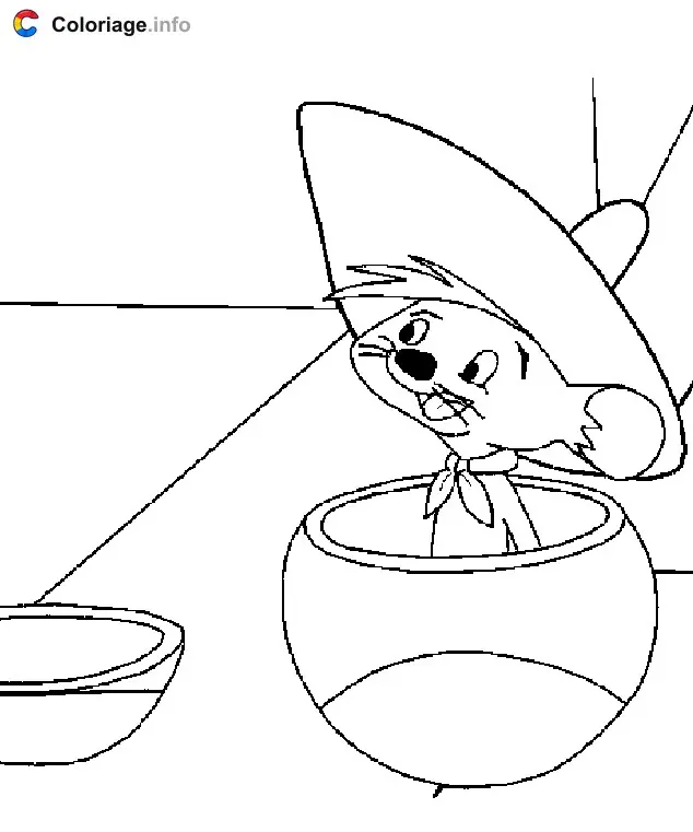 Coloriage Speedy Gonzalès dans un verre - Speedy Gonzales à imprimer