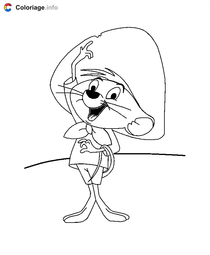 Coloriage Speedy Gonzalès lève le bras - Speedy Gonzales à imprimer