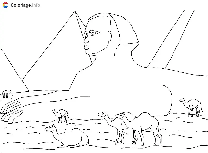 Coloriage Sphinx Égypte - Monuments à imprimer