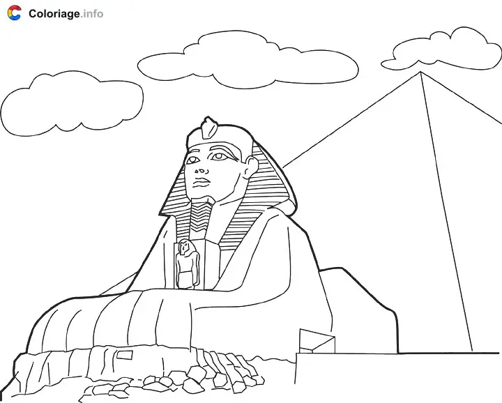Coloriage Sphinx - Monuments à imprimer