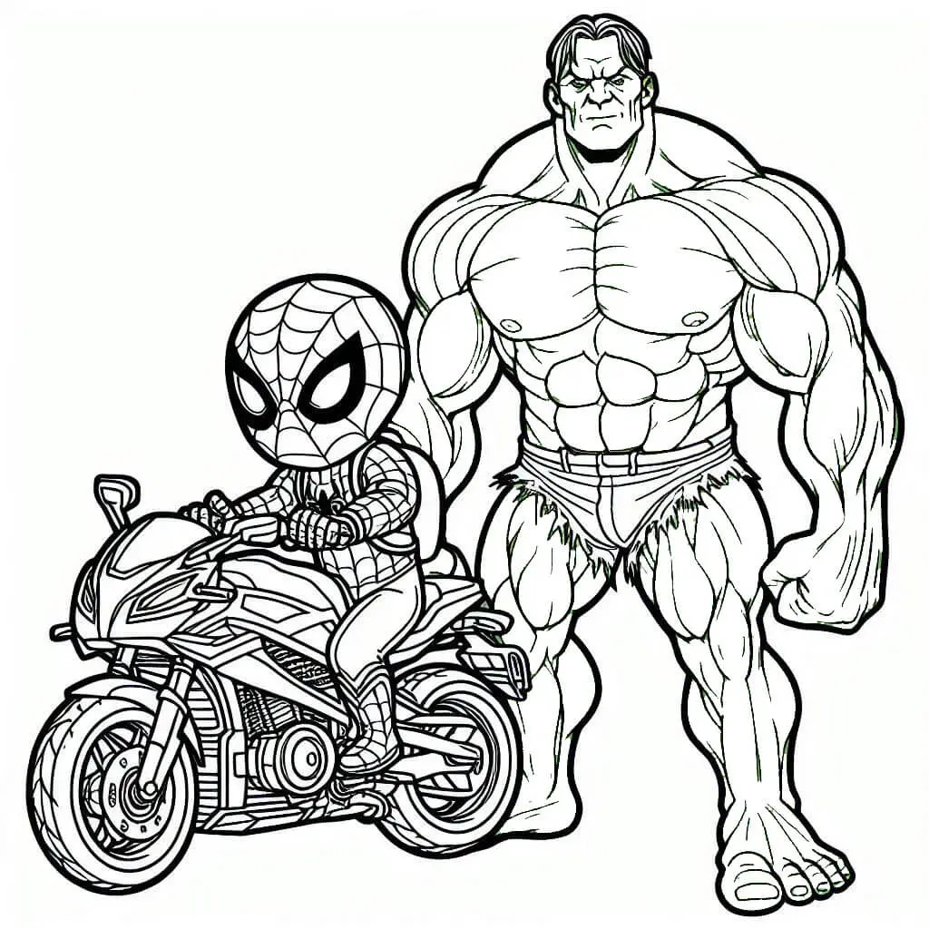 Disegno di Spider-Man e Hulk: duo di supereroi da stampare