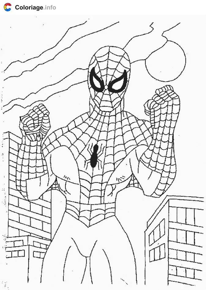 Spider-Man Swinging Through the City coloring page to print